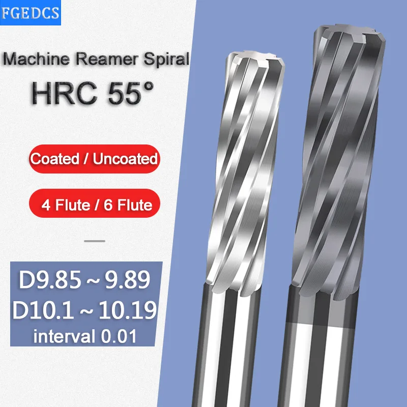 Carbide Machine Reamer Spiral 9.85 10.12 10.13 10.14 10.16 10.17 10.18 15 Metal Cutter 6 Flute CNC Chucking Reamer Cutting Tools