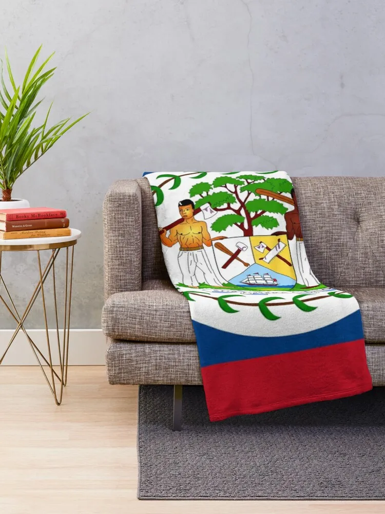 Belize Flag Print: Unity in Diversity and Heritage Throw Blanket Quilt Luxury Brand Bed covers Blankets