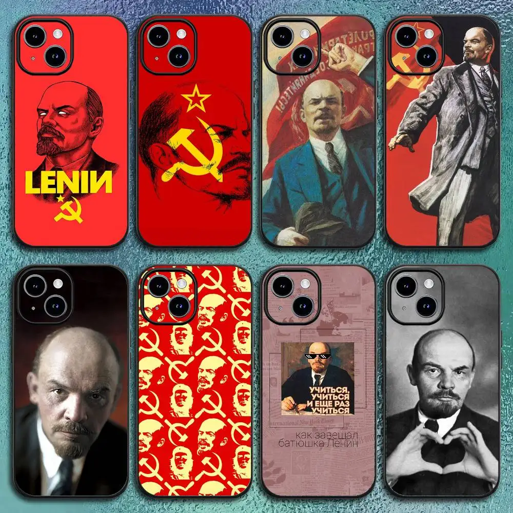 Klassische Lenin Sowjetische Handyhülle für iPhone 17 12 13 14 15 16 Pro Max Plus Klassische schwarze Softshell