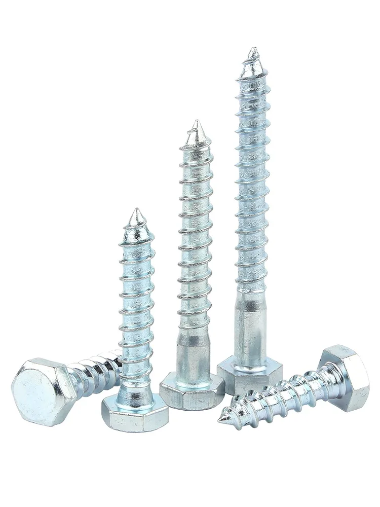 1~10pcs M6 M8 M10 M12 Hexagon Head Self-tapping Wood Screws Lag Bolts Carbon Steel Galvanized Length 20~150mm