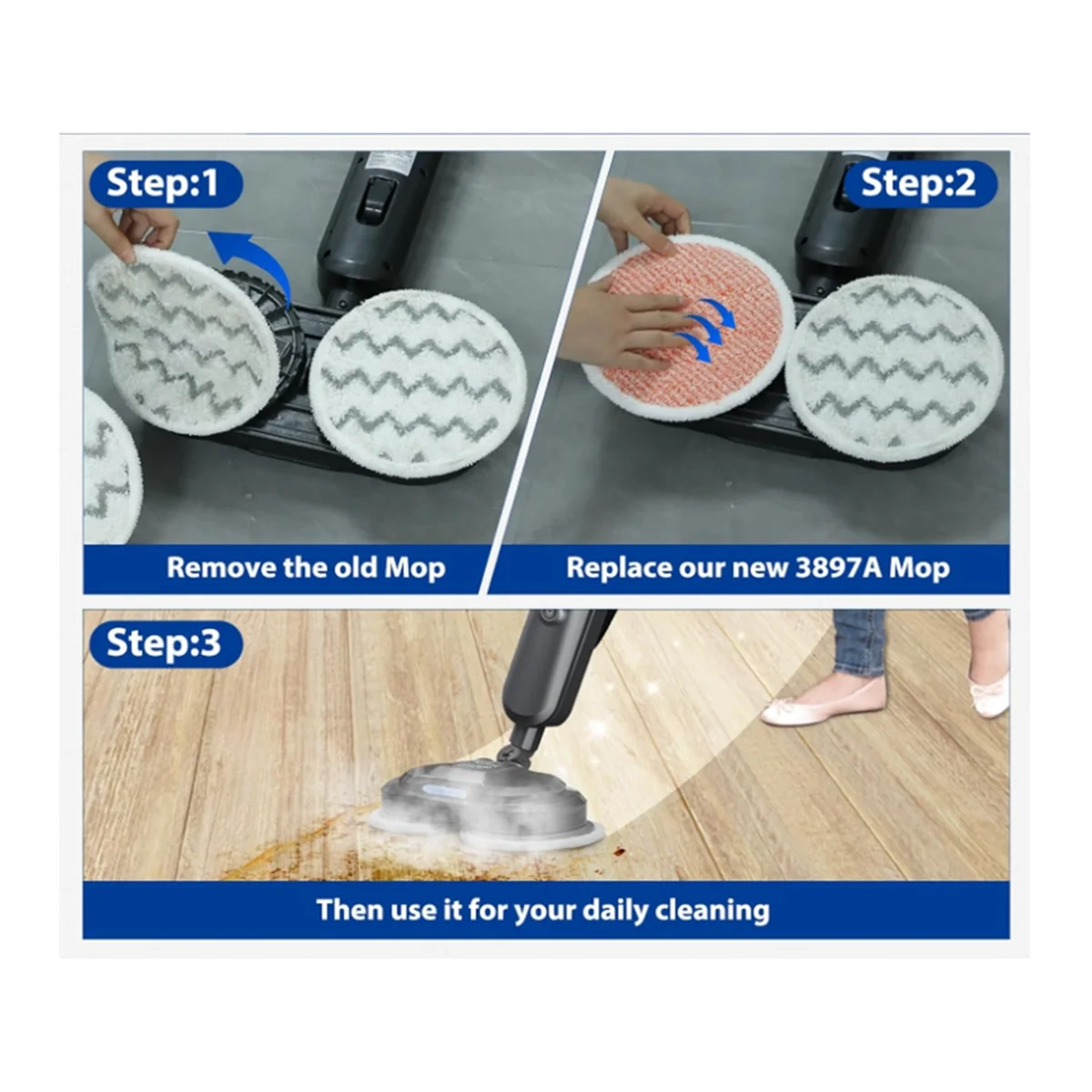 9pcs Mop Pads for Bissell 3897A 3712 Scrubbing Steam Mop Cleane Mop Rag AccessoriesM14K