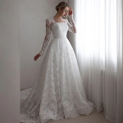 Eightree Elegant A-Line Wedding Dresses Princess Long Sleeve Lace Wedding Gowns Boho Beach Bridal Ball Prom Dress Customized