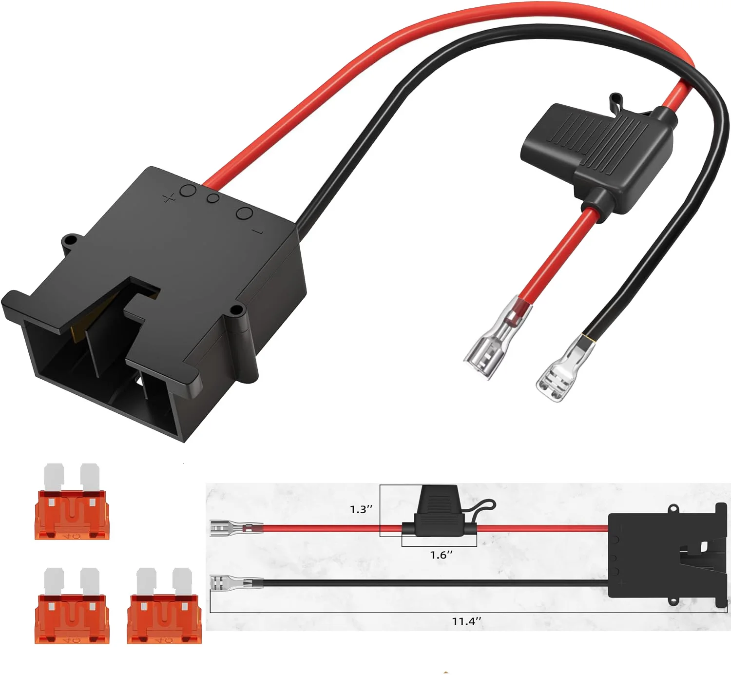 Conector de cableado de repuesto para ruedas eléctricas de 12 voltios para batería Fisher-Price con cable de 12 AWG y 3 fusibles para juguetes montables