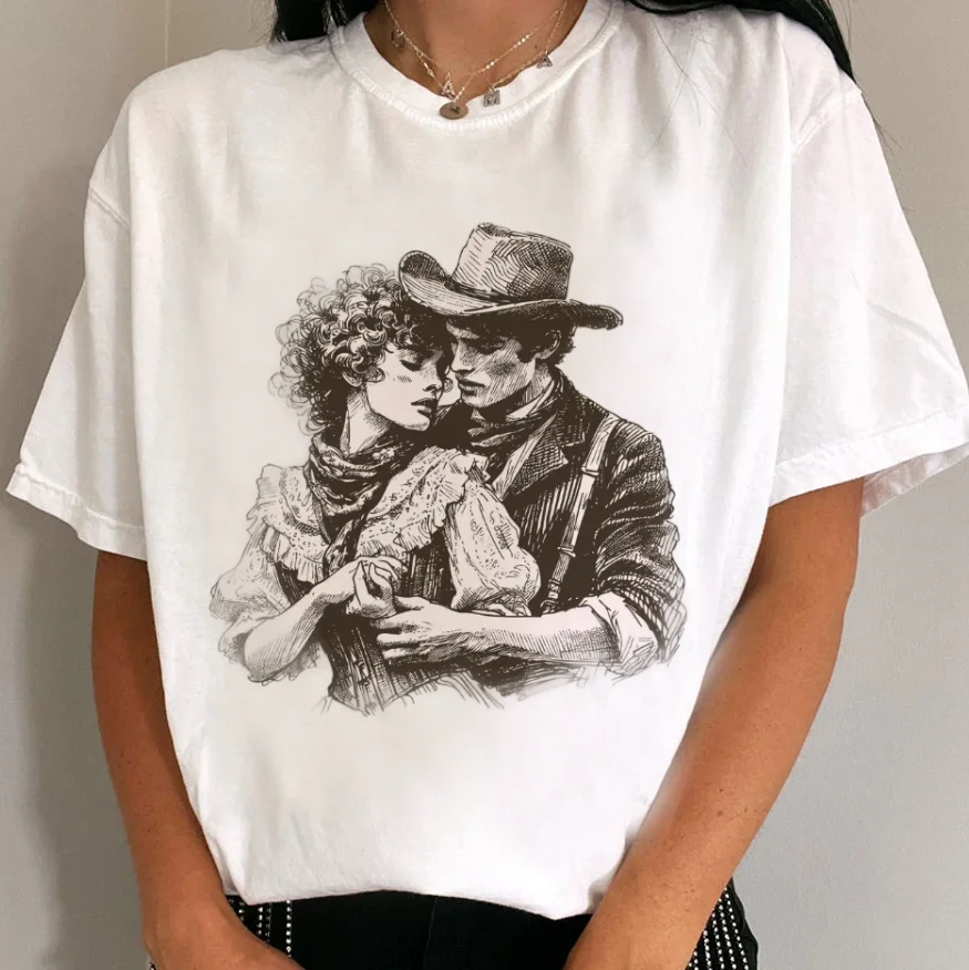 Fashion Art Printed Women's Retro Style T-Shirt Casual Street Clothes Short Sleeve Women's Pattern Summer Regular New T-Shirt