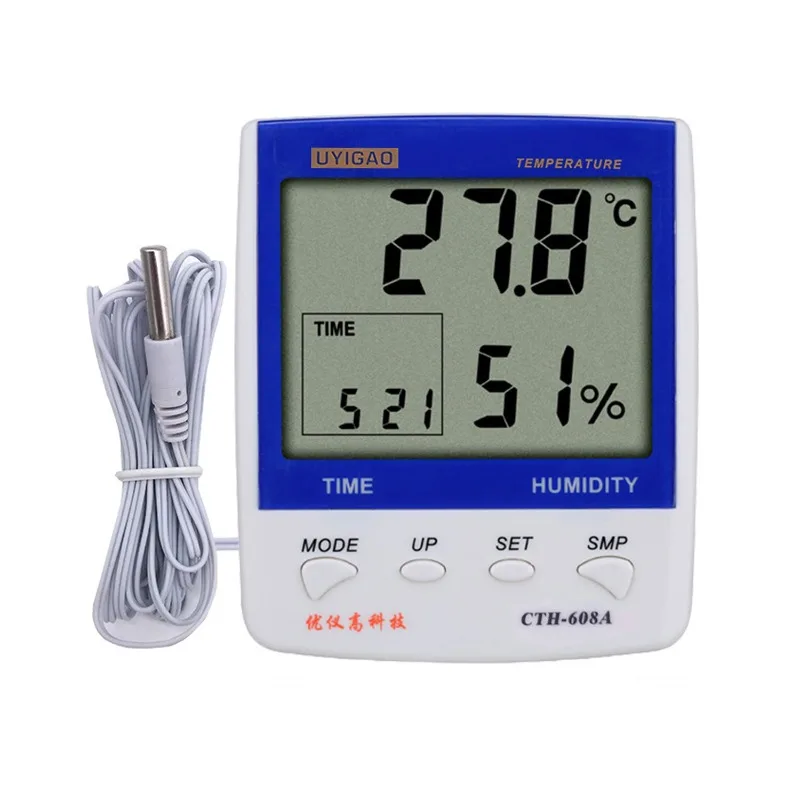 

CTH608A Large Screen Household High Precision Indoor Electronic Digital Temperature and Humidity Meter with Probe