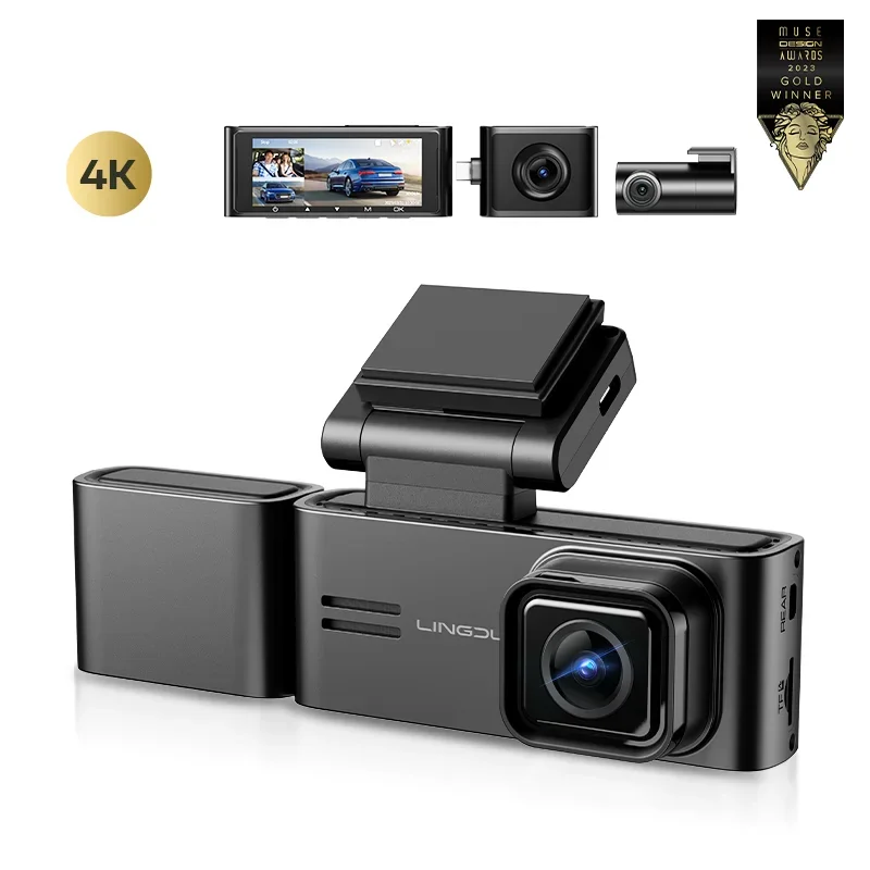 C34 4K Tachograph Dashboard Camera, Built-In 5G WiFi, GPS, 3-Channel Car Surveillance Camera for Automotive Use