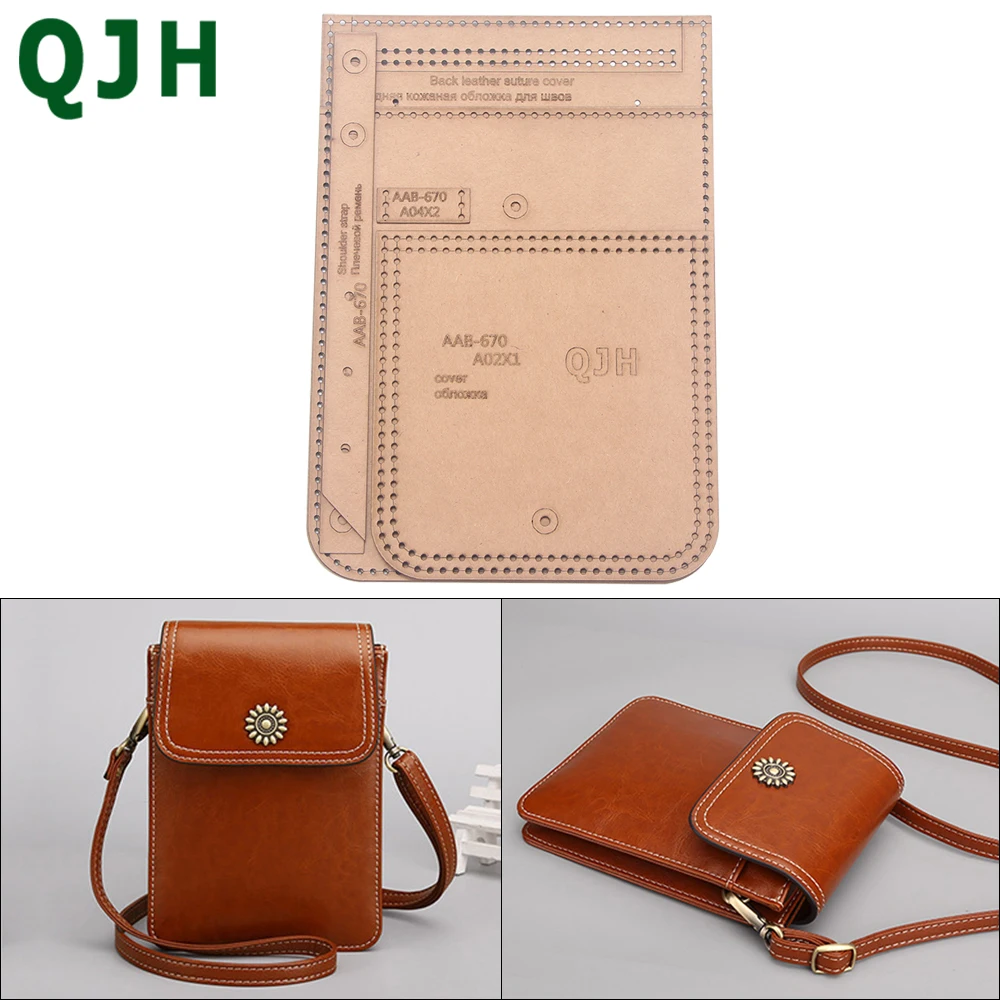 DIY Handmade Leather Craft Kraft Paper Cardboard Template Acrylic Large Capacity Mobile Phone Bag Design Layout Drawing