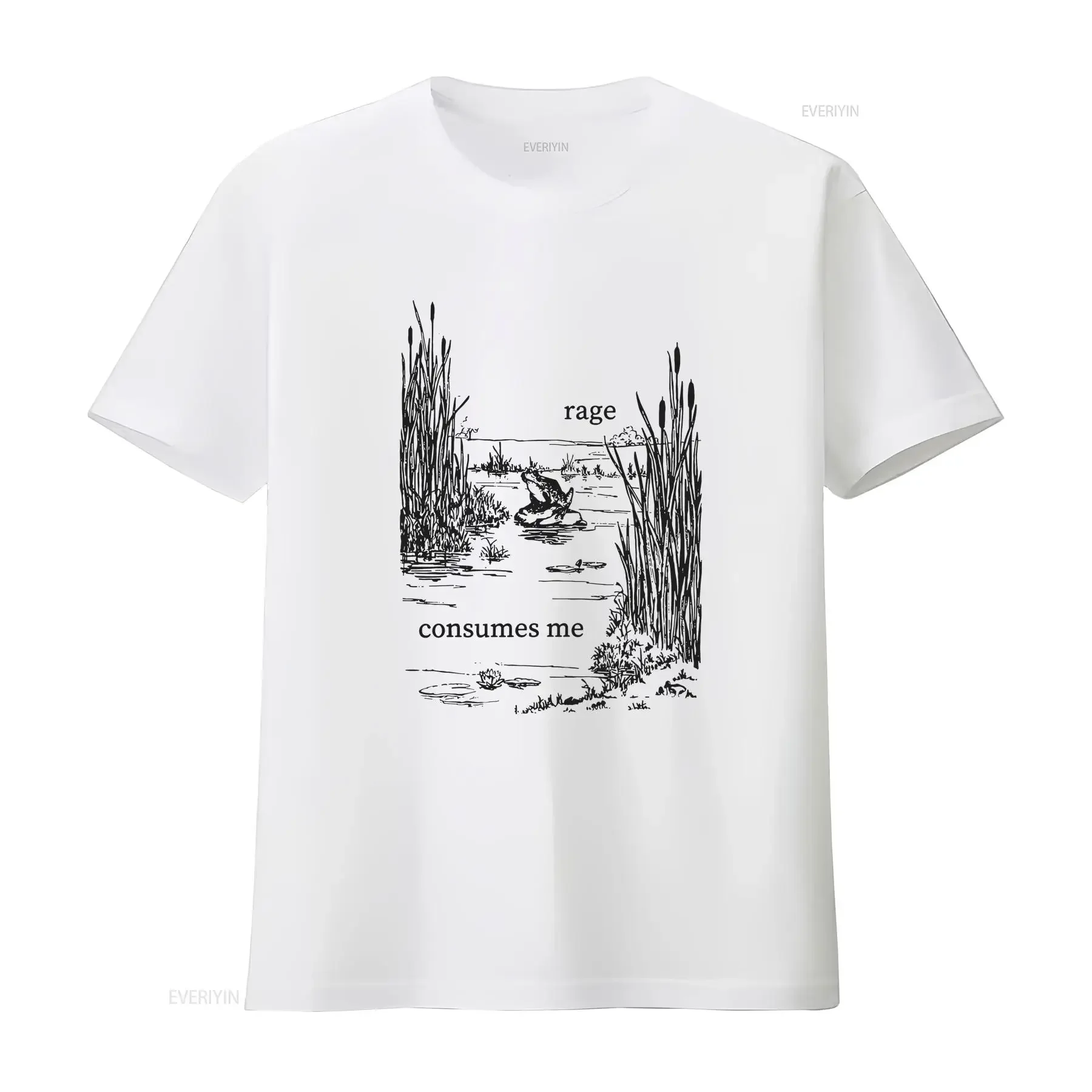 Rage consumes me frog funny T Shirt  vintage Washed graphic Casual streetwear Stylish Top For Everyday Wear Versatile Stretched