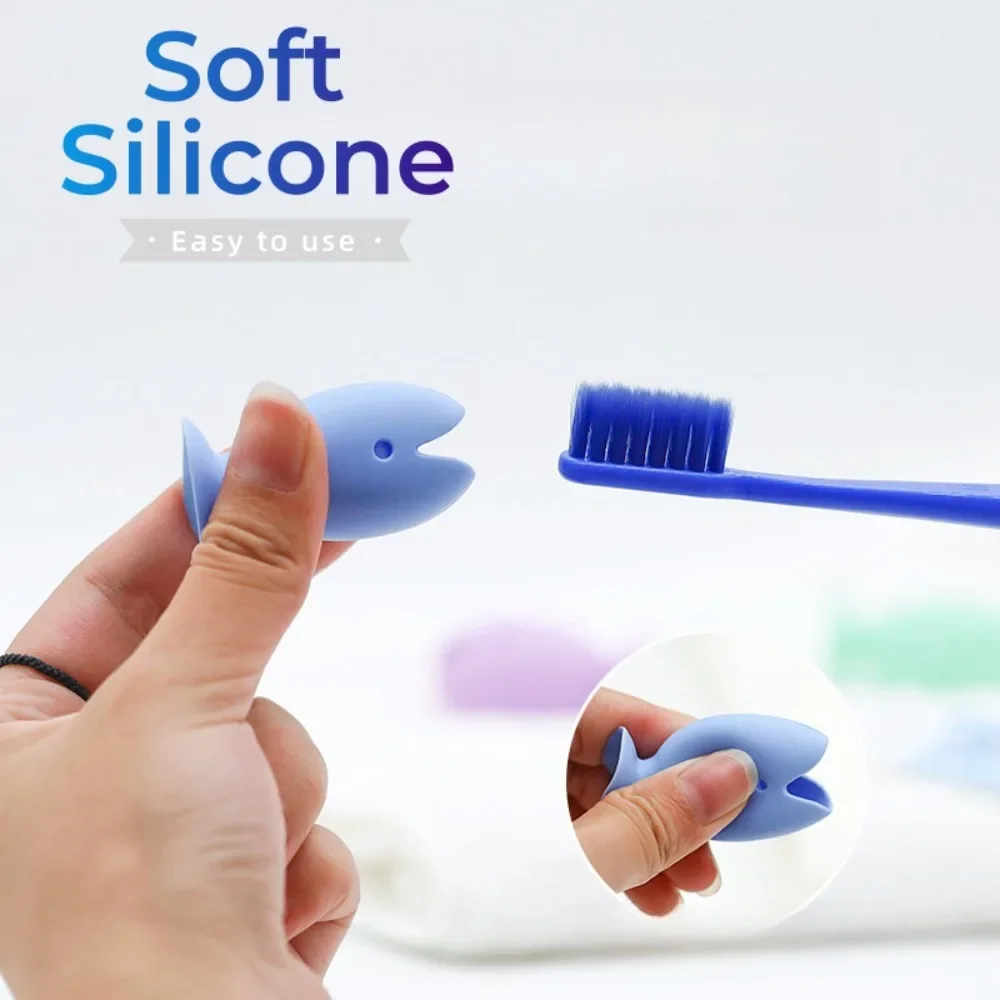 6pcs/pack Portable Silicone Fish Toothbrush Holder Travel Storage Suction Cup Rack Suction Wall Toothbrush Makeup Brush Holder