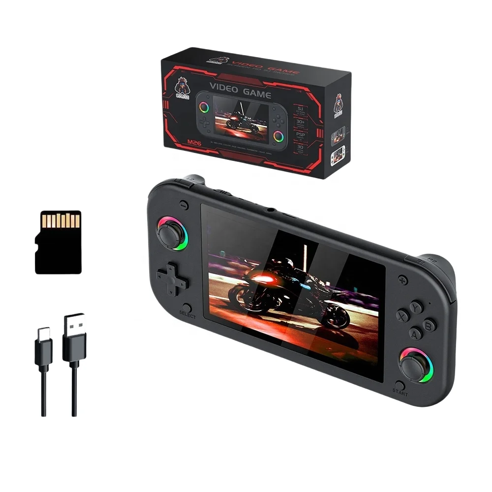 

Портативная карманная игровая консоль M27 в ретро-стиле с 7-дюймовым IPS-экраном, 20000 встроенными играми, RGB-подсветкой и 3D-джойстиком