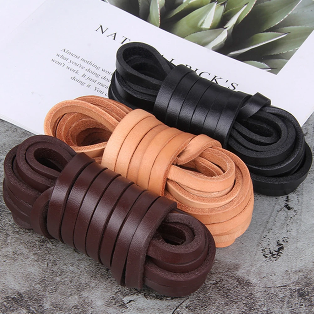 Thickness 4mm Genuine Leather Width4/5/6/8/10mm Flat Thong Leather Cord String Rope for DIY Necklace Bracelet DIY Jewelry Making