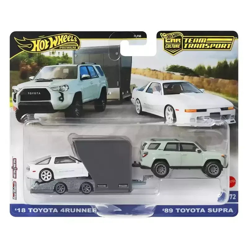Coche Hot Wheels Original, equipo de cultura, transporte, juguetes para niños, camión todoterreno Toyota Supra fundido a presión, 4 corredor, Euro Hauler, Nissan, 1/64