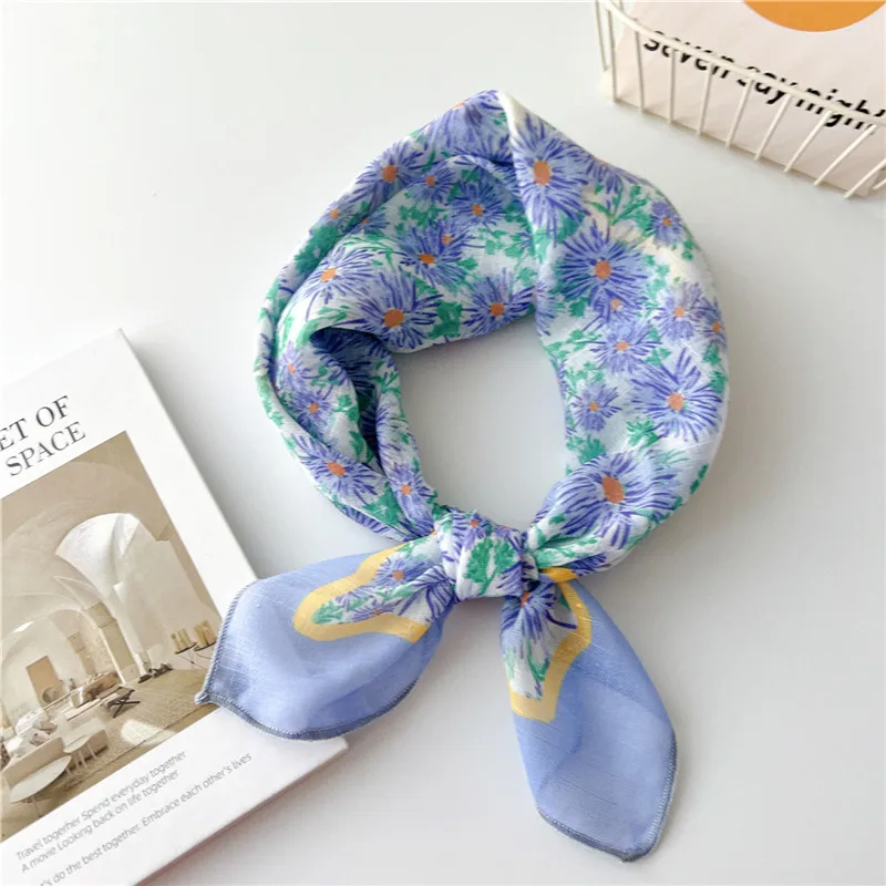 Print Floral Scarves Square Scarf Neckerchief Bandanas Flower Headband Head Wrap Women Neck Hair Bands Bag Decoration Kerchief