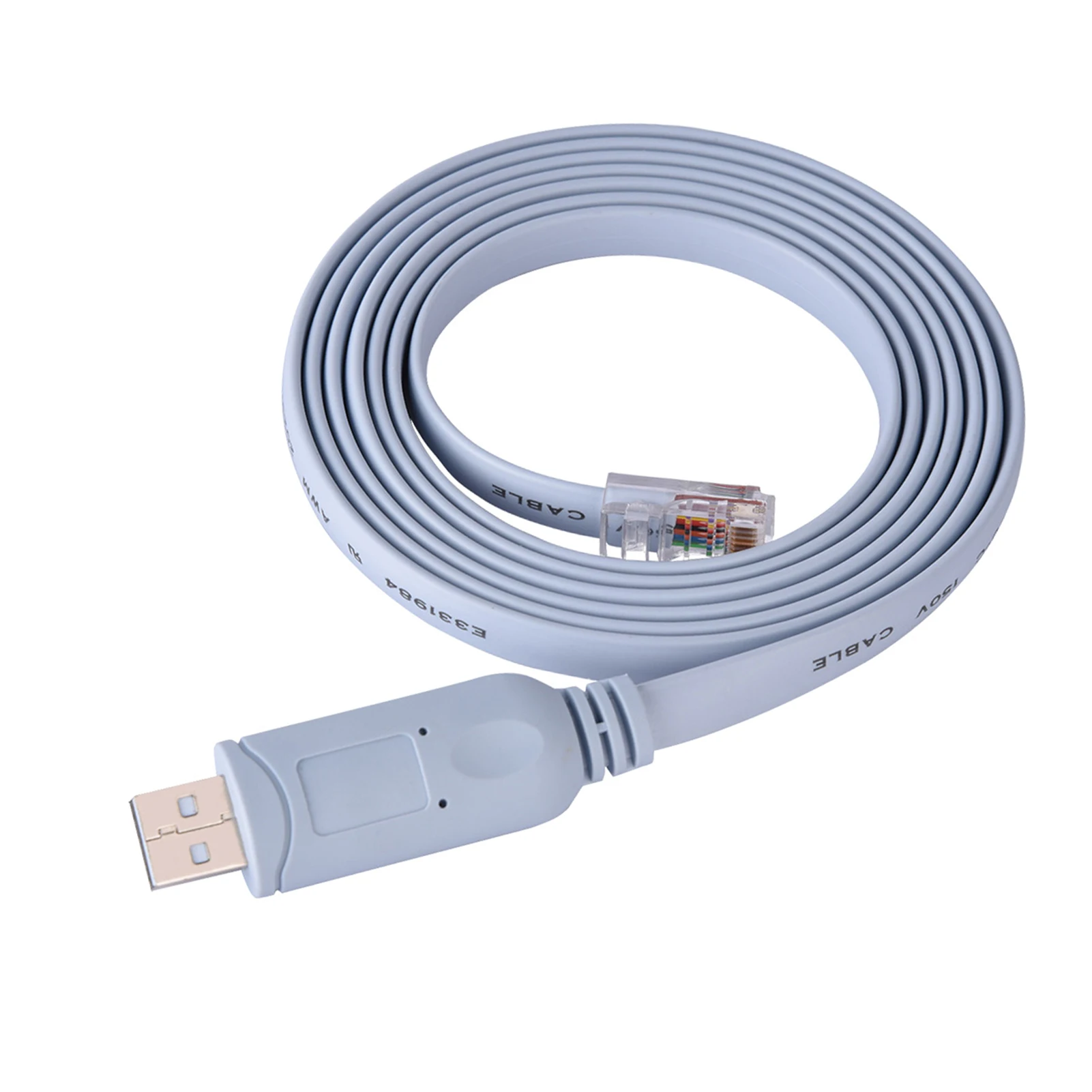 1.8M USB to RJ45 Console Cable USB2.0 Male to RJ45 Male CAT5 Serial Console Flat Cable for Cisco Routers Switches