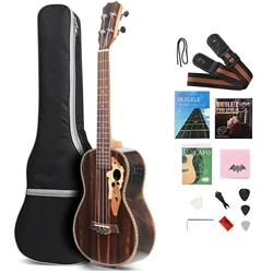 Batking Tenor Ukulele for Left Hand, 26 Inch All Blackwood Acoustic Electirc Ukelele Kit with Truss Rod with EQ with Gig Bag,Str