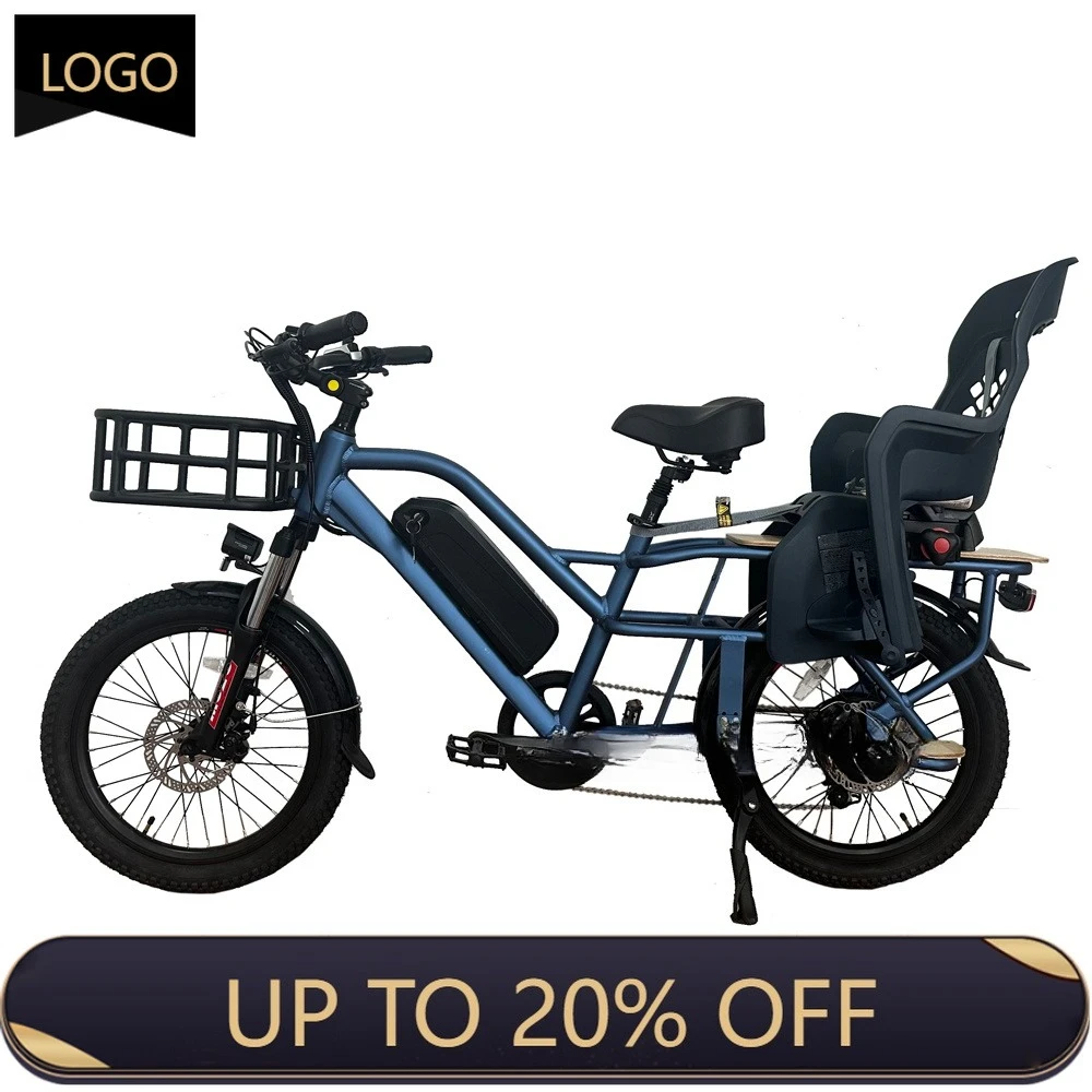 QQA 2026 latest adult electric bicycle with child seat 48v 15ah Shimano 7-speed electric family two-seat bicycle ex-factory pric