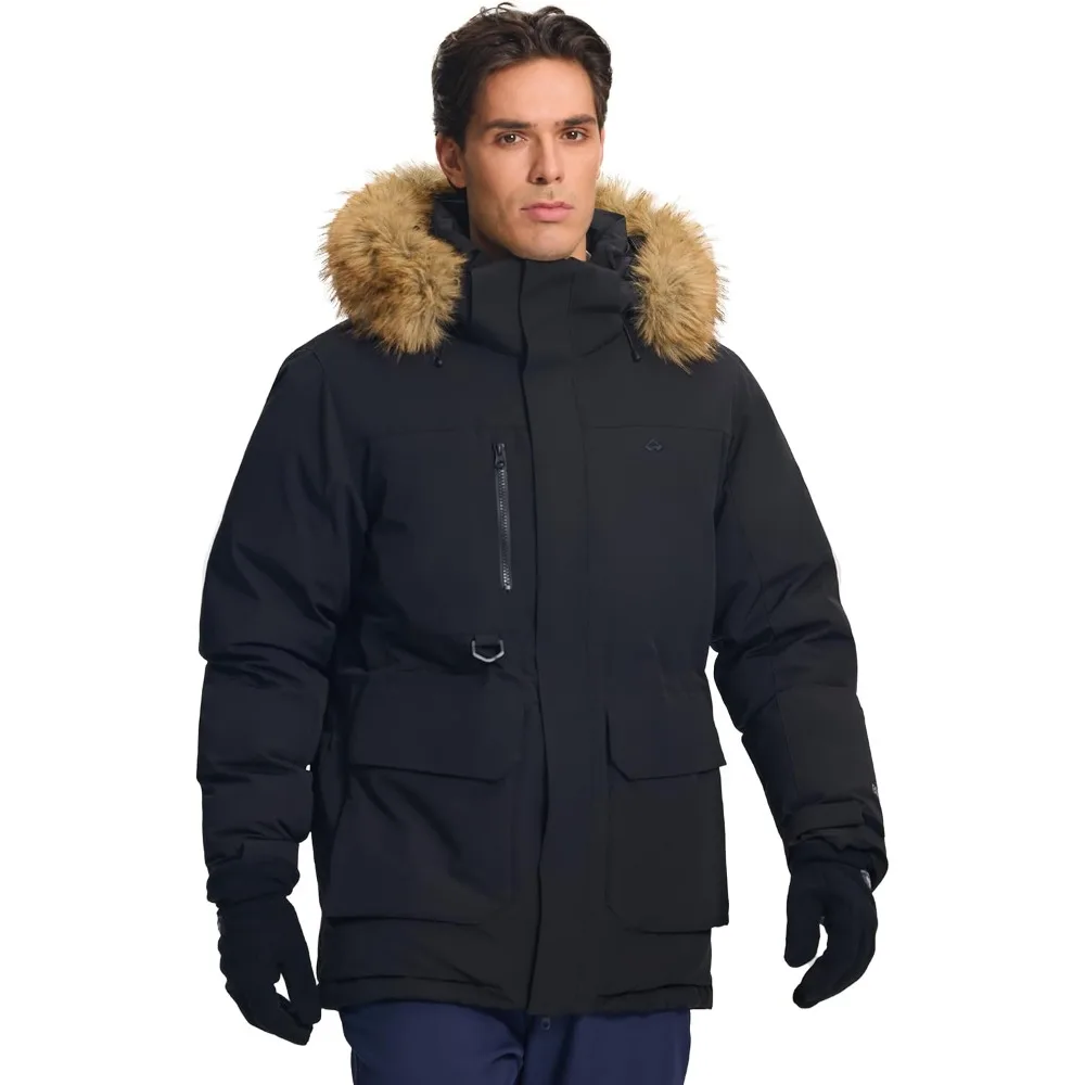 Pioneer Camp Men's Winter Coat Down Parka Jacket Men Heavyweight Thicken Insulated Puffer Jacket with Removable Faux Fur Hood