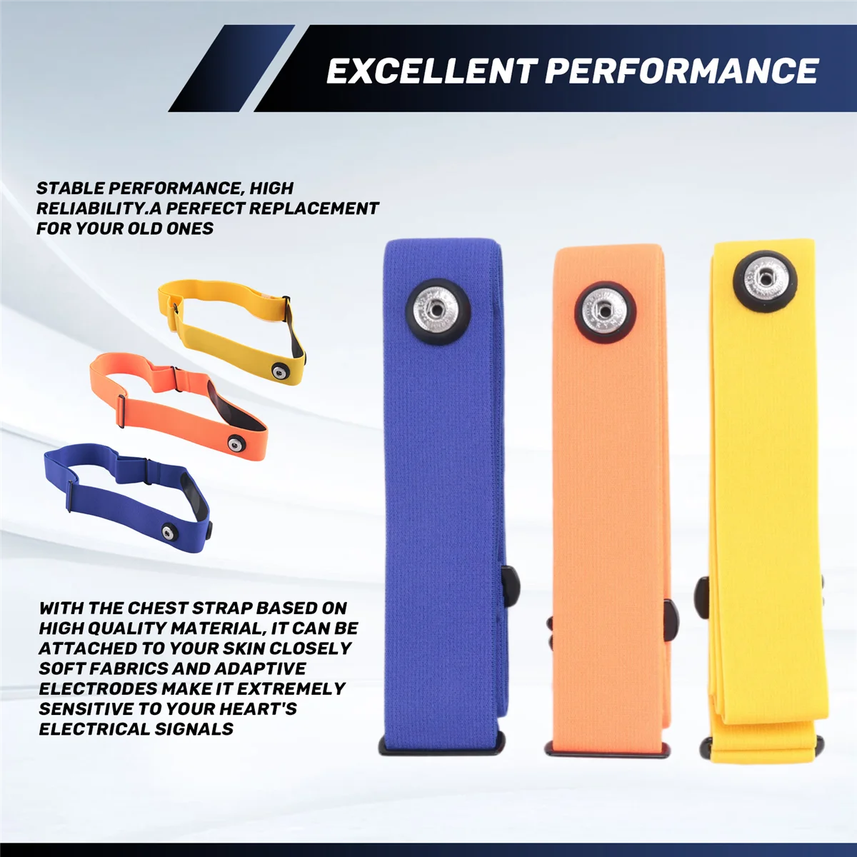 ACKOR 3 Stück für Magene Herzfrequenz-Brustgurt, verstellbarer Gummiband für Polar Wahoo Garmin Sports Wireless Monitor Rate Belt C