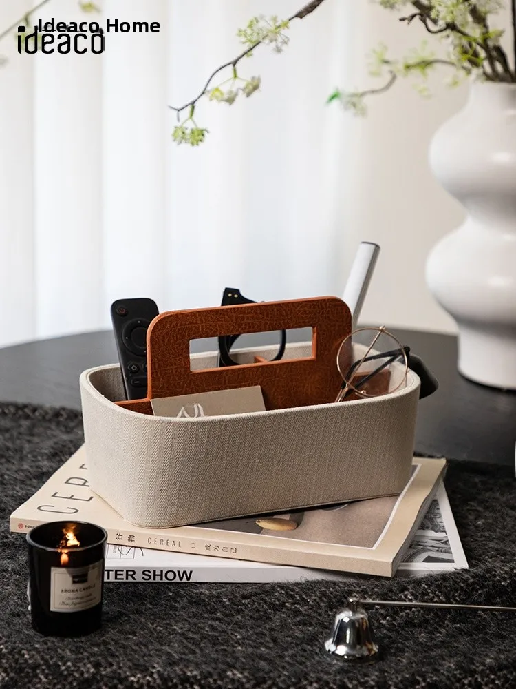 

Винтажный кожаный органайзер с дистанционным управлением, портативная корзина для хранения для гостиной, входа, рабочего стола, многофункциональная разделенная ...