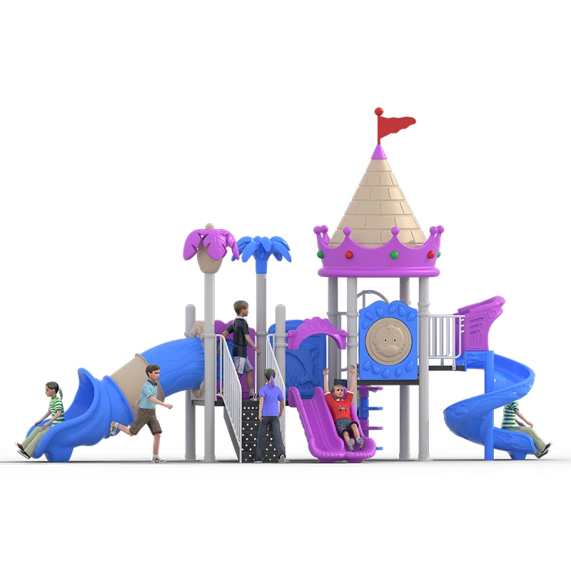 EO-Jungle Tree House Theme Kids Outdoor Playground with Spiral & Tube Slides Combination Play Equipment&