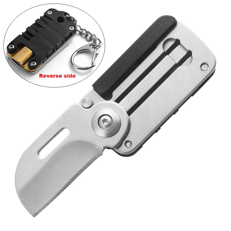 3 in 1 Utility Pocket Knife Folding Mini Knife Stainless Steel Keychain Pendant Express Unpacking Opener Screwdriver EDC Tool