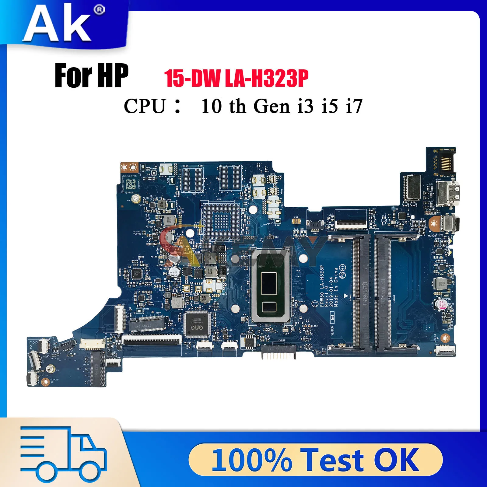 

LA-H323P For HP Pavilion 15-DW Laptop Motherboard L68076-601 L51986-601 With i3 i5 i7 8th 10th Gen CPU UMA 100% Tested