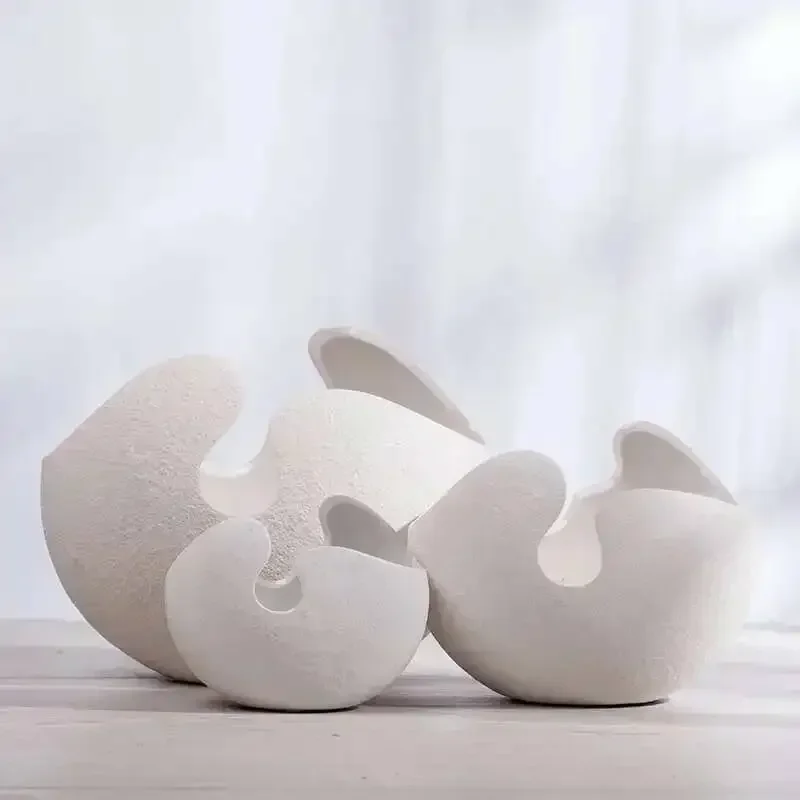 yesCeramic Vase Creative Modern Fashion White Eggshell Flower Arrangement Vegetarian Burning Home Decoration Ornaments