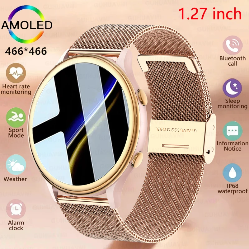 2024 New Bluetooth Call Women Smart Watch GPS Tracker Heart Rate Blood Pressure Monitoring Waterproof Smartwatch For Android I