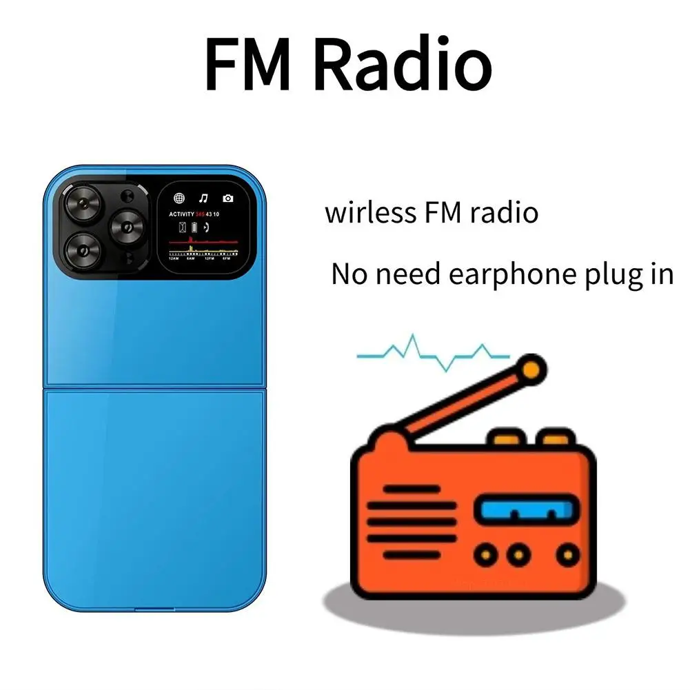 Mini Flip celular com rádio FM, pequeno celular, Dual SIM, discagem rápida GSM, voz mágica, lista negra da câmera com chip MT6261, novo