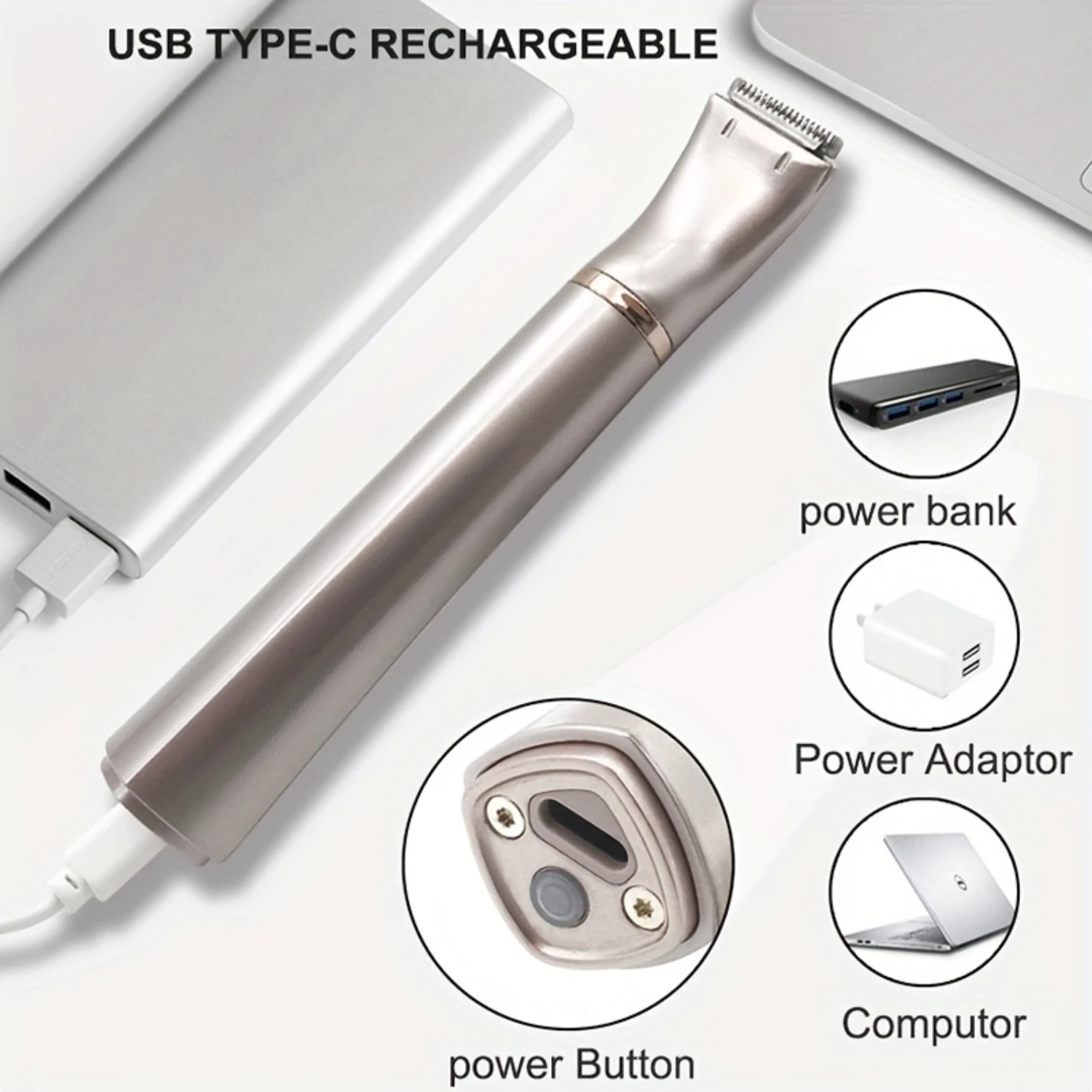 Rechargeable 3 in 1 Eyebrow Trimmer and Face Shaver for Women - Painless Hair Removal Device for Face, Eyebrows, Peach Fuzz, and