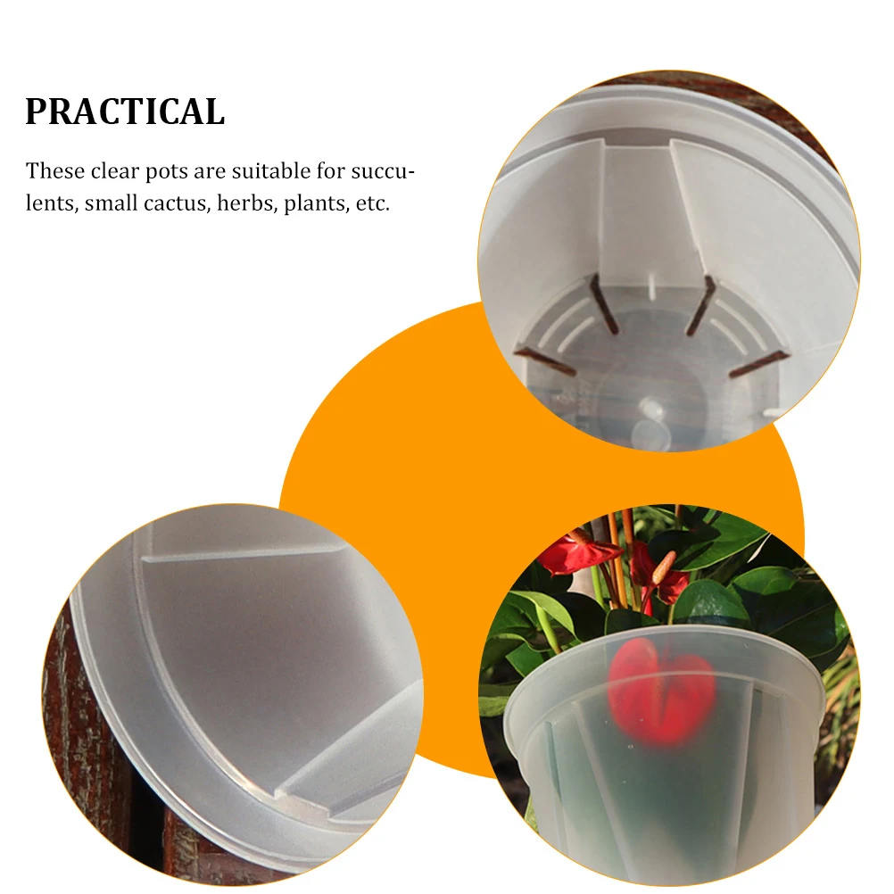 

2pcs Clear Plastic Orchid Pots With Drainage Holes Strong Root Control Flowerpots For Indoor Outdoor Garden Use Transparent