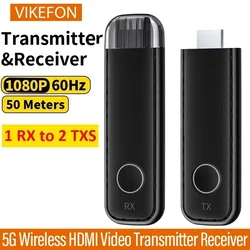 VIKEFON 5G 1080P 50M HD HDMI Wireless Transmitter Receiver Display Dongle Extender AV Adapter for Laptop TV Projector Monitor