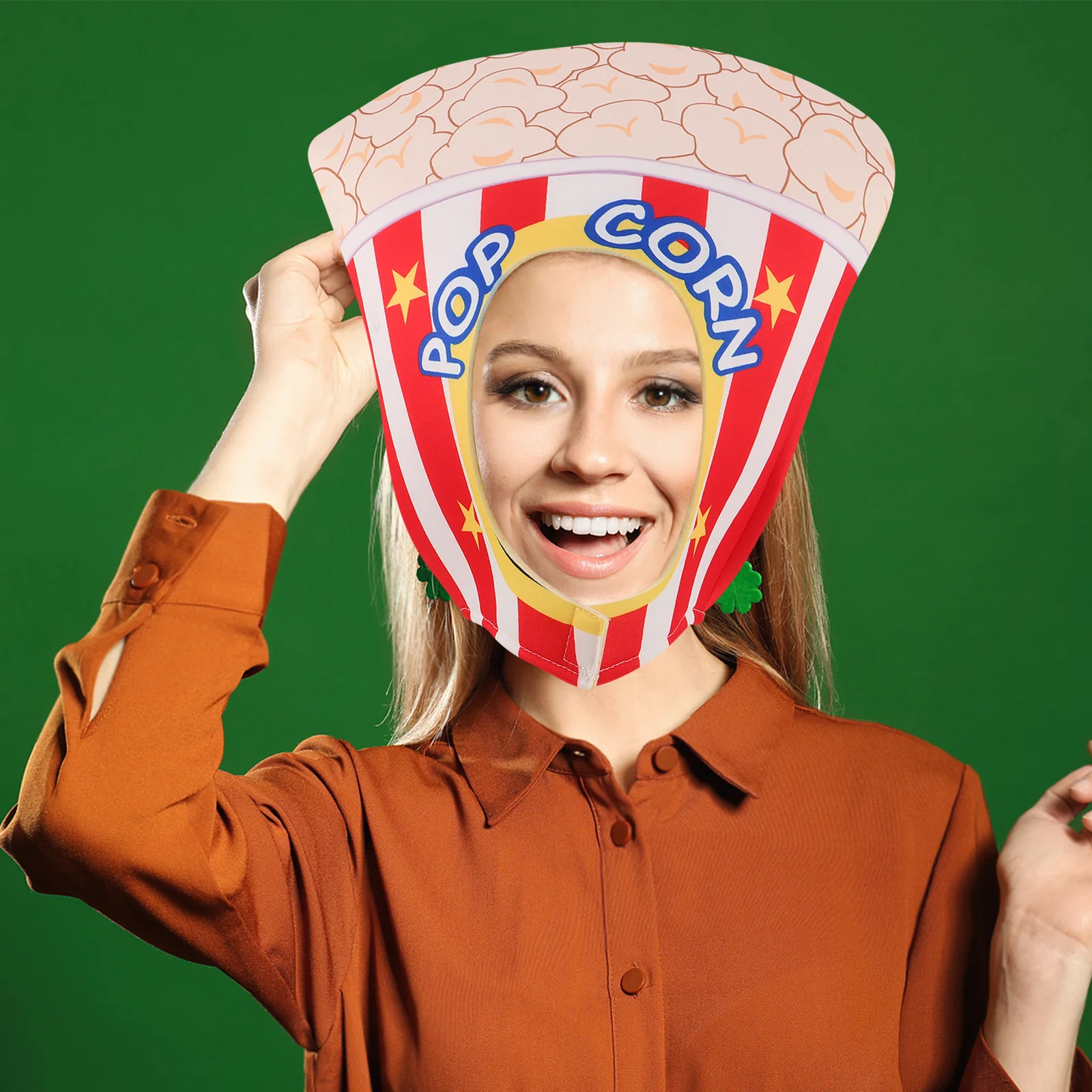 1pcs Popcorn Bucket Costume Hat Festive Headpiece For Movie Night Party Halloween Christmas Birthday Carnival Photo Booth Prop