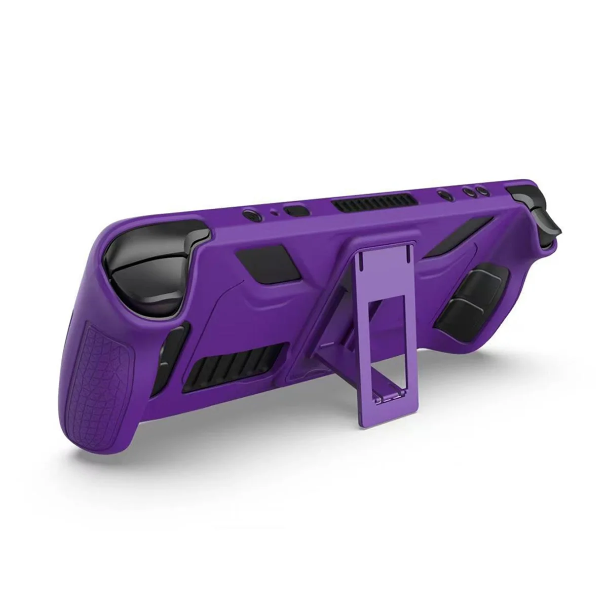 For Protective Case-Anti-Fall,Anti-Slip,Soft Silicone Cover+Folding Stand Game Console Accessories Purple