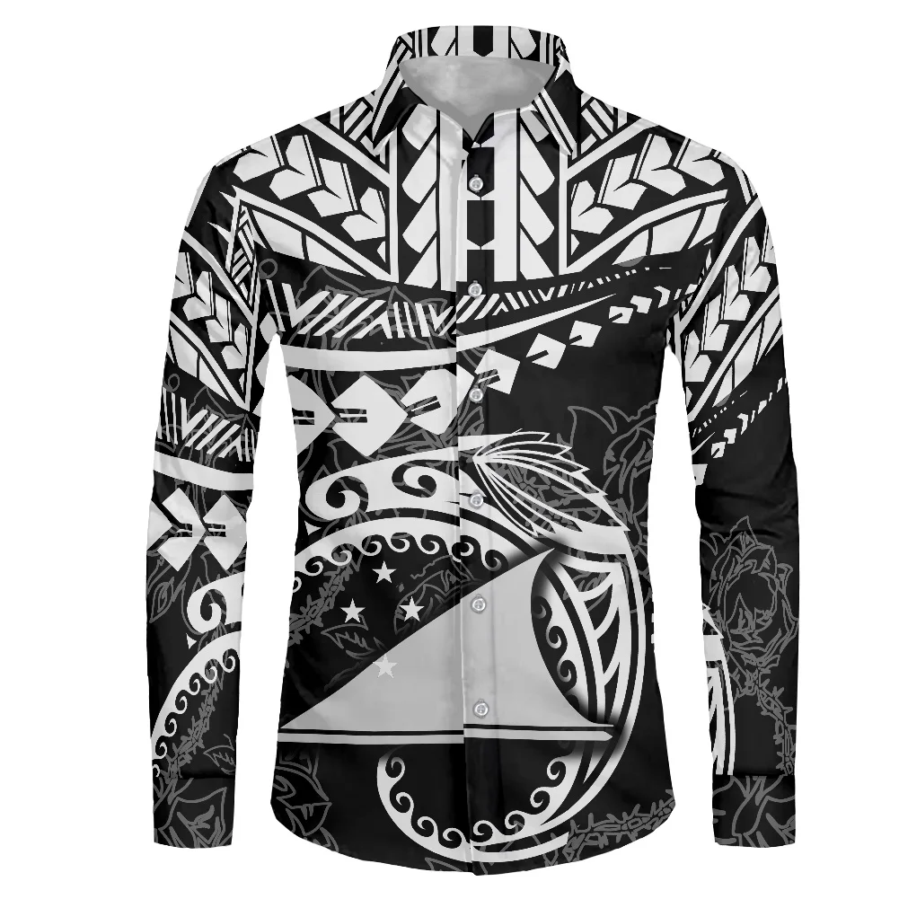 6XL Polynesian Mens Clothes Hawaiian Tatto Samoan Puerto Rico Design 2022 Autumn New Black White Grey Retro Tribal Island Wear