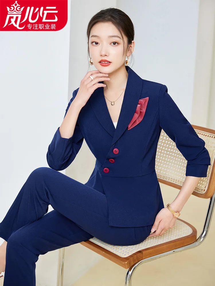 2024New Hotel Front Desk Attendant Beauty Salon Technician Overalls Female Temperament Business Suit High-End8303