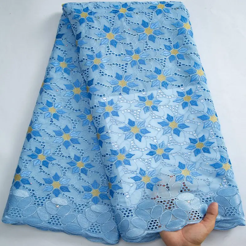 

African Cotton Lace Fabric 2023 High Quality Embroidery Nigerian Swiss Voile Lace Fabric Sewing African Dresses For Women S3255