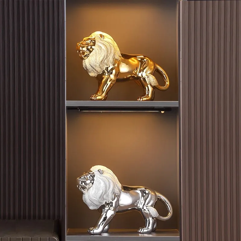 

Oriental Lion Ceramic Ornament Light Luxury High end Household Hall Wine Cabinet Interior Decoration Office Desk Decoration