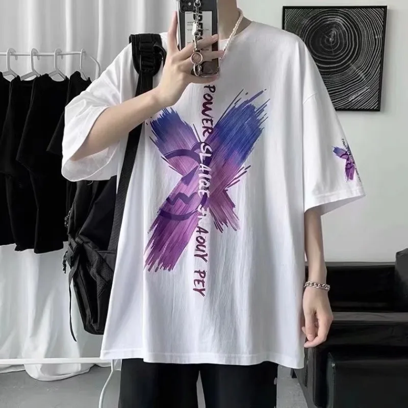 Men's Oversized T-shirts Loose Summer Y2k Tops Clothes Pure Cotton Streetwear Harajuku Short Sleeve Tee T Shirt Surprise Price