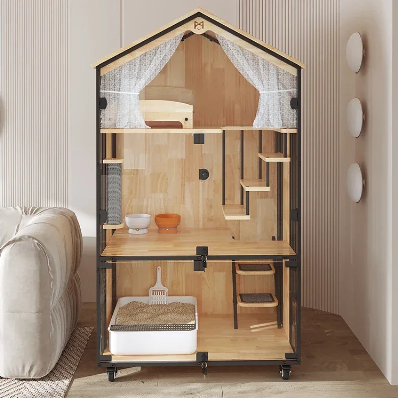 Villa High-Grade Solid Wood Luxury Three-Layer Large Household Cattery Display Cabinet