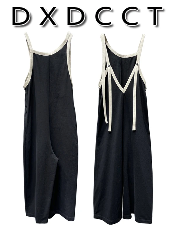 

Американские летние комбинезоны с высокой талией, утягивающие, с цветными вставками, асимметричными бретелями и широкими штанинами для женщин