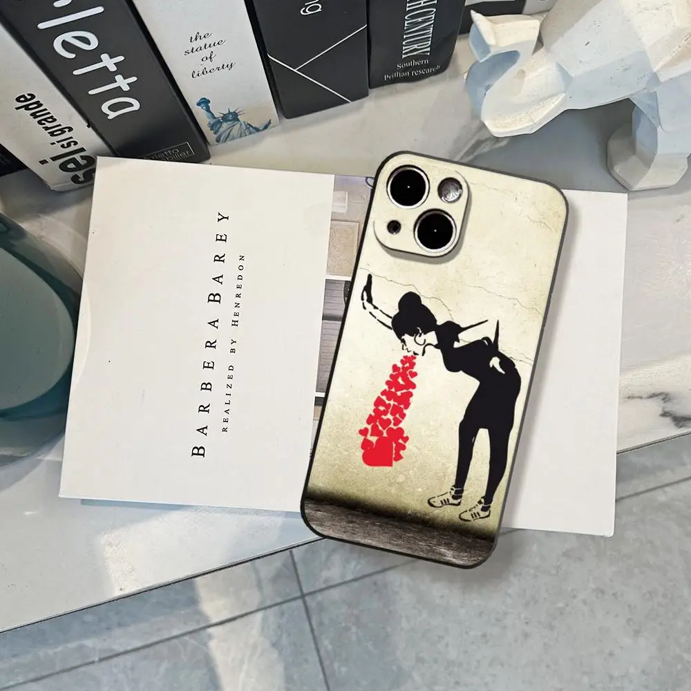 Girl With Red Balloon Banksy Streetart Phone Case FOR IPhone 15 pro max 14 11 12 Pro 15 16 Plus 13 Pro MAX XR XS Black Soft Cove