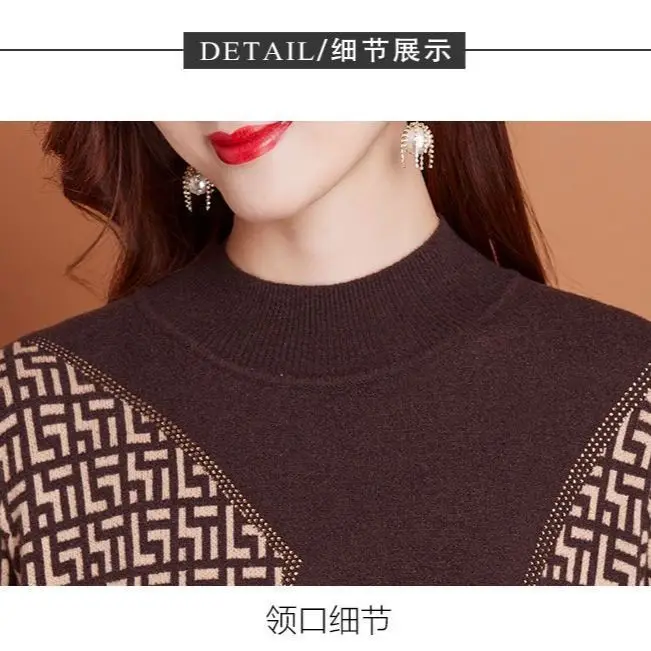 Elegante outono-inverno nova chegada camisola de malha de comprimento médio camada de base alta pescoço solto emagrecimento meados de comprimento longo camisola de malha