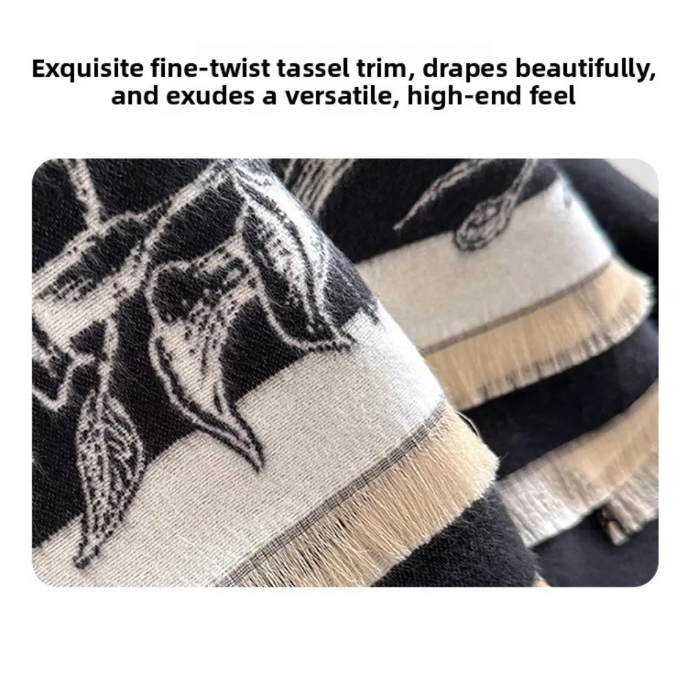 

Жаккардовый шарф с цветочным принтом, имитация кашемира, двустороннее мягкое одеяло, шарф с кисточками, теплая шаль из пашмины для зимнего сезона