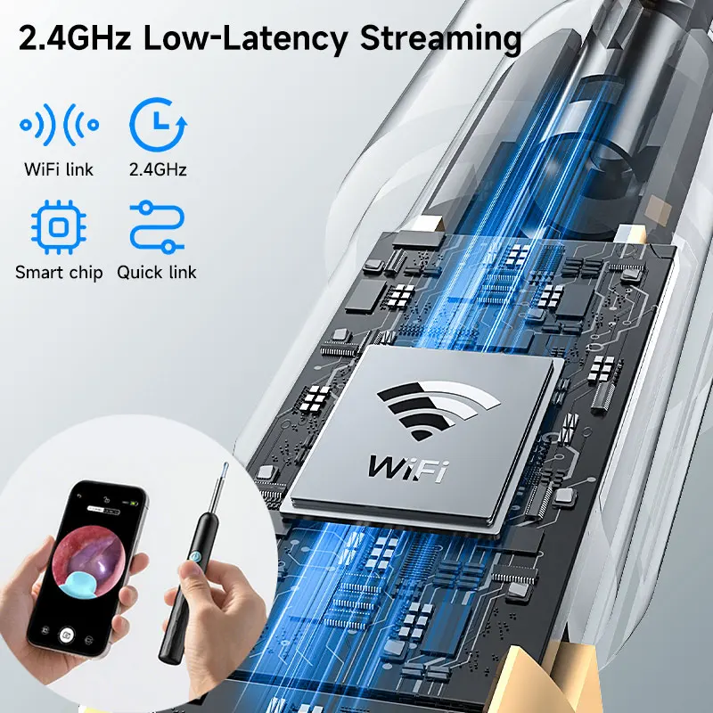 Visual Ear Camera Ear Cleaning Endoscope HD1080P 4.2MM WIFI Ear Pick 6 LEDs Portable Digital Ear Wax Removal Tool Ear Spoon Case