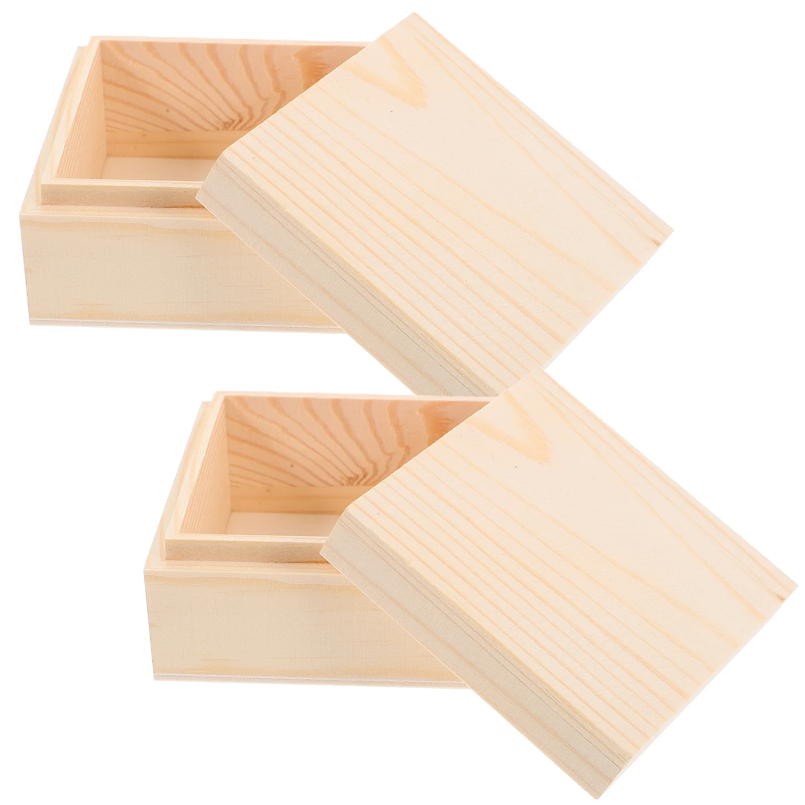 

2pcs Unfinished Wood Box Small Wooden Storage Case Blank Craft Box For Diy Kids Art Projects Wooden Treasure Container