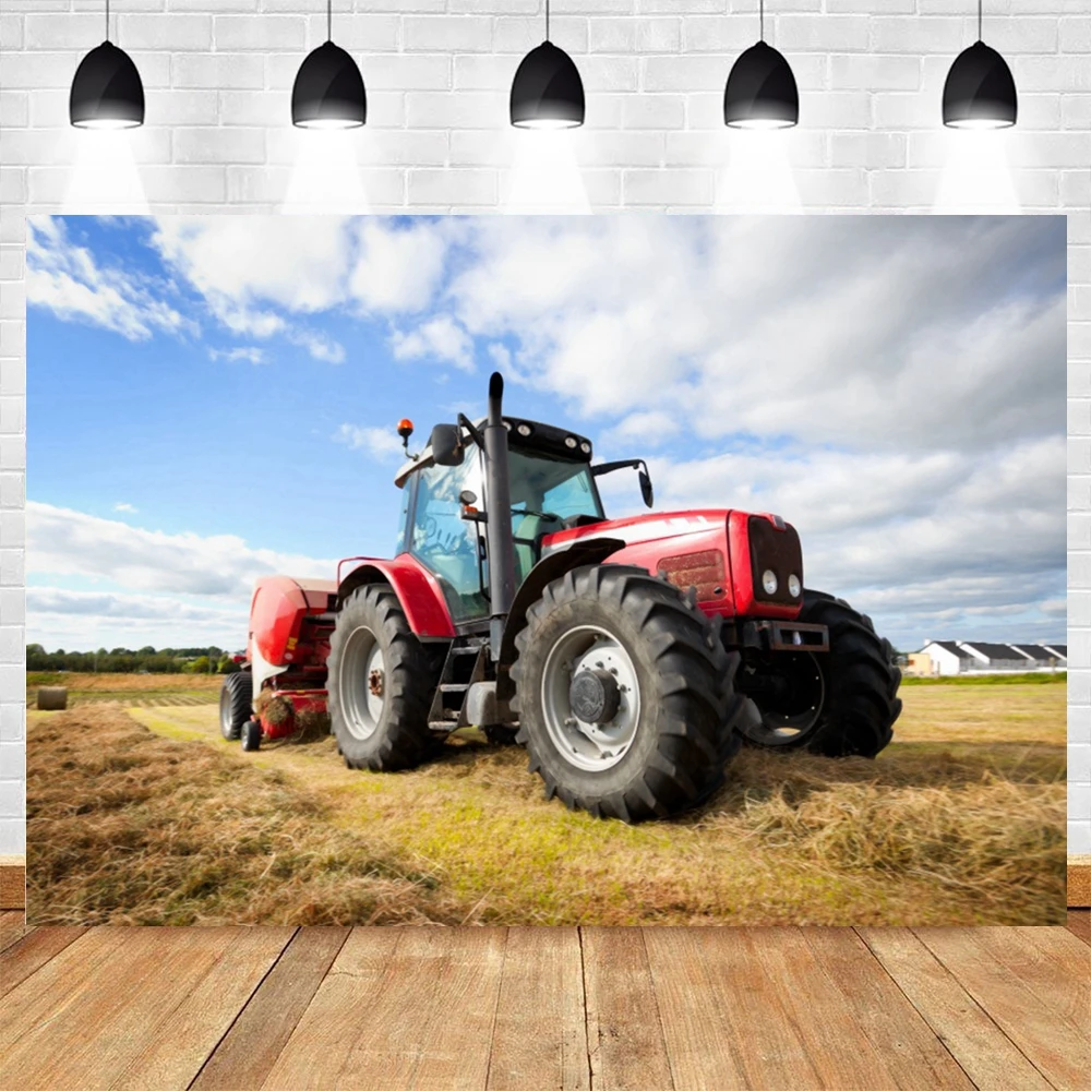 Boerderij Tractor Scène Achtergrond Magazijn Hooiberg Landelijke Agrarische Baby Portret Fotografie Achtergrond Fotostudio