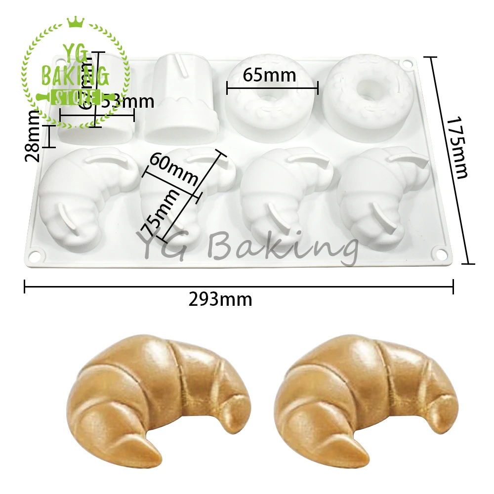 Dorica 8 Cavity 3D Croissant/Donut Silicone Mousse Mould DIY Bread Dessert Chocolate Mold Cake Decorating Tools Kitchen Bakeware