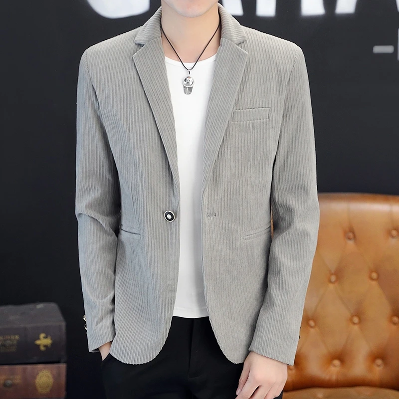 

Мужской повседневный костюм-пиджак Slim Fit: модный деловой стиль, новинка весна-осень, британский фасон, верхняя одежда, образ с рубашкой