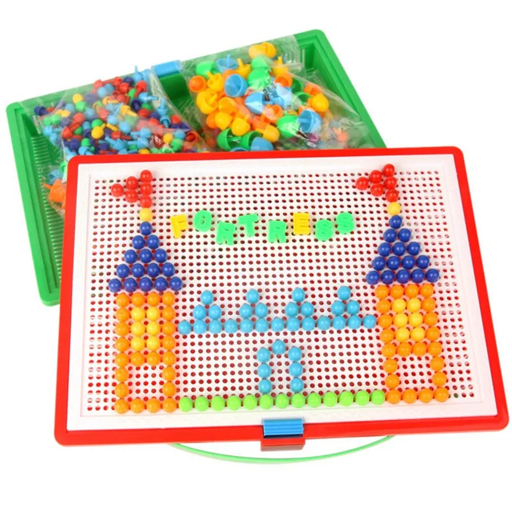 296pcs Mushroom Nail 3D Puzzle Blocks Kids Montessori Games Color Cognition Intellectual Educational Toys for Children Gifts